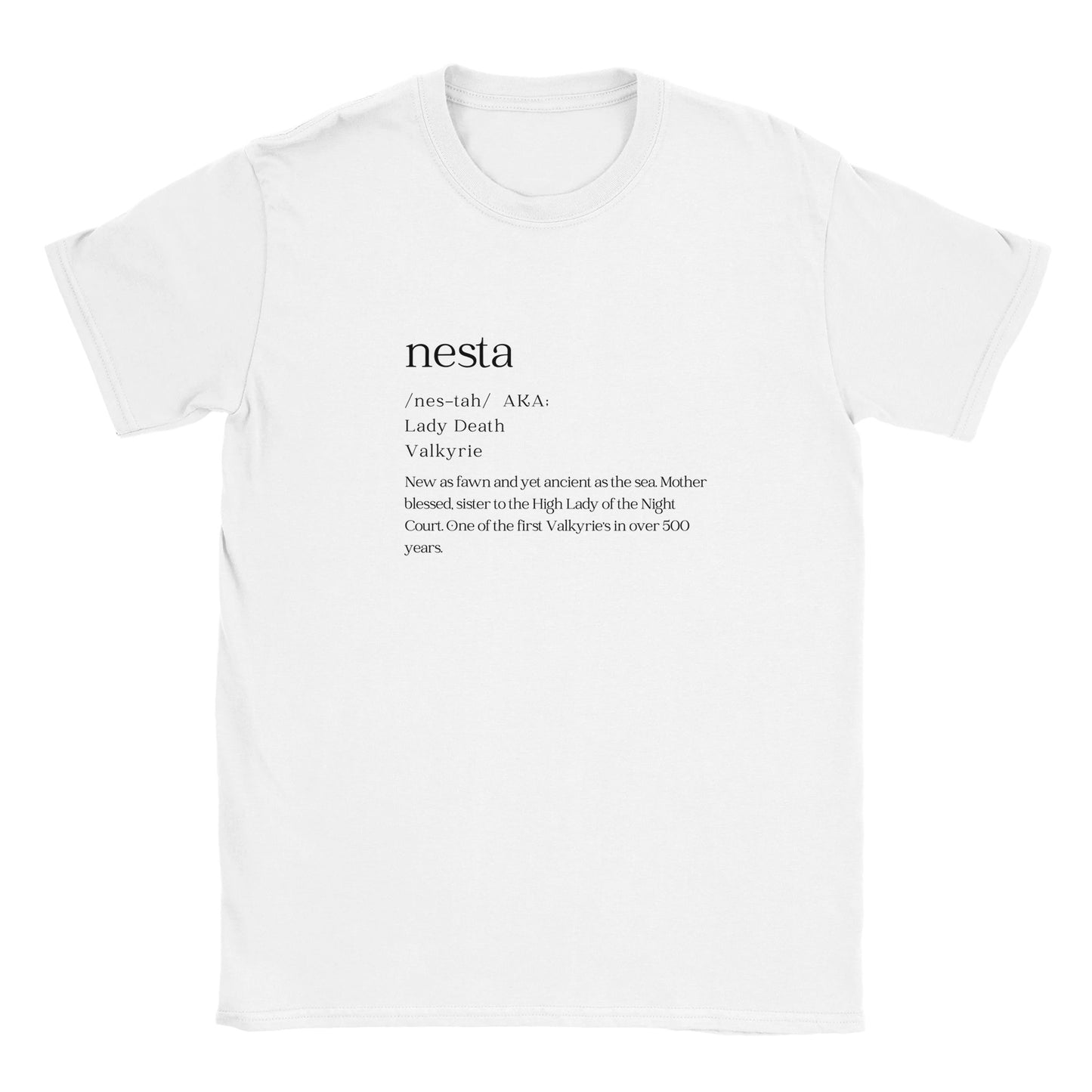 ACOTAR Nesta Dictionary Valkyrie Night Court White T-shirt Bookish Booktok Merch Velaris Unisex Oversized Crewneck Tee