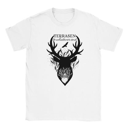 TOG Terrasen Fireheart To Whatever End Aelin Rowan SJM Merch Maasiverse White Classic Unisex Crewneck T-shirt