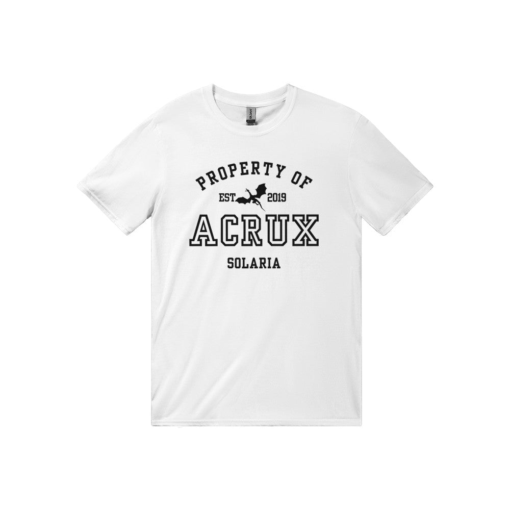 ZA Property Of Acrux Collegiate White T-shirt Zodiac Academy Merch Classic Unisex Crewneck Tshirt