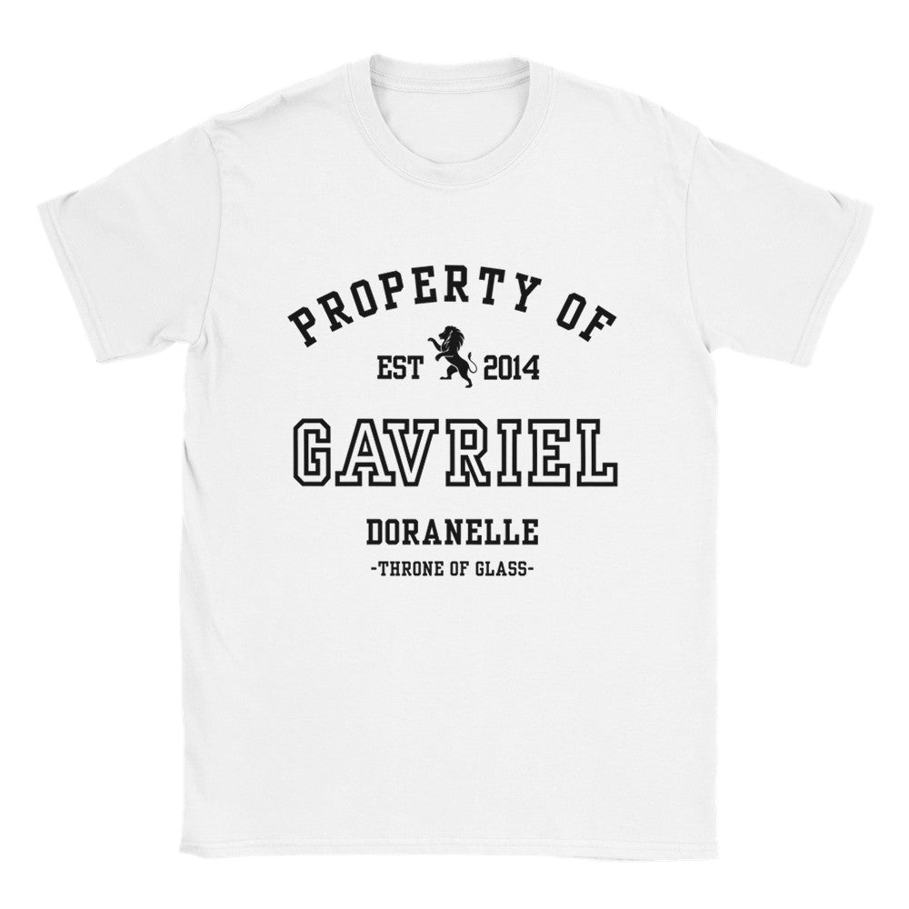 Throne of Glass Property Of Gavriel Collegiate White T-shirt Maasiverse Merch Classic Unisex Crewneck Tshirt