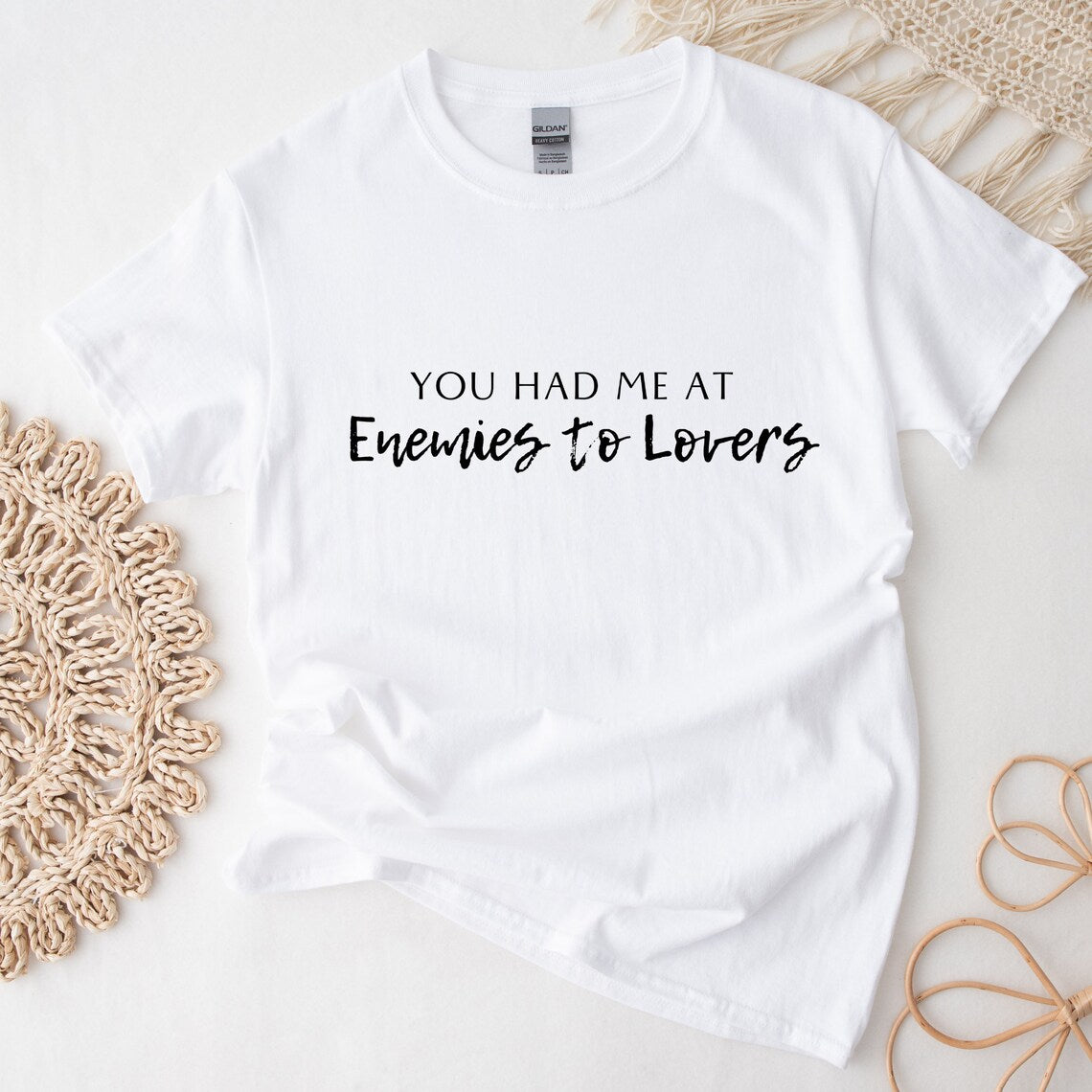 Bookish Trope Enemies to Lovers Avid Reader Book Lover Gift Romance Fantasy Reader White Unisex Oversized Crewneck T-shirt