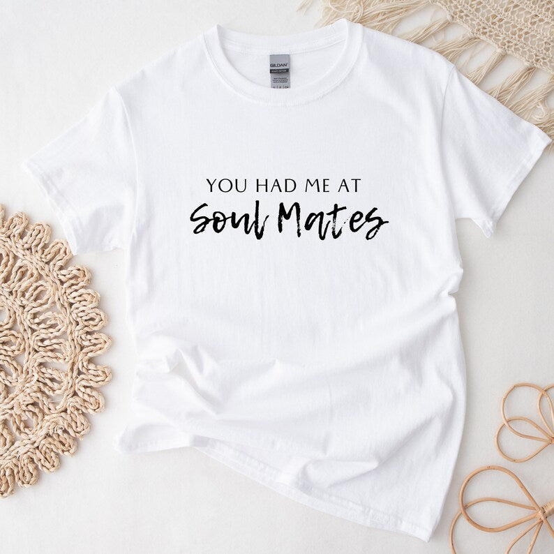 Bookish Trope Soul Mates Avid Reader Book Lover Gift Romance Fantasy Reader White Unisex Oversized Crewneck T-shirt