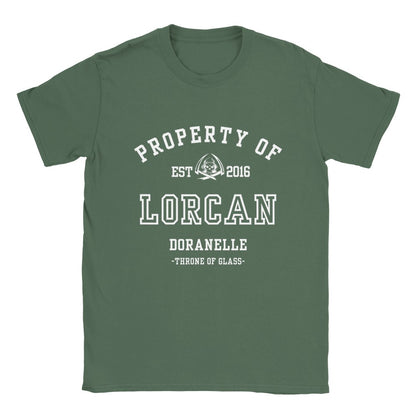 Throne of Glass Property Of Lorcan Collegiate T-shirt Maasiverse Merch Classic Unisex Crewneck Tshirt