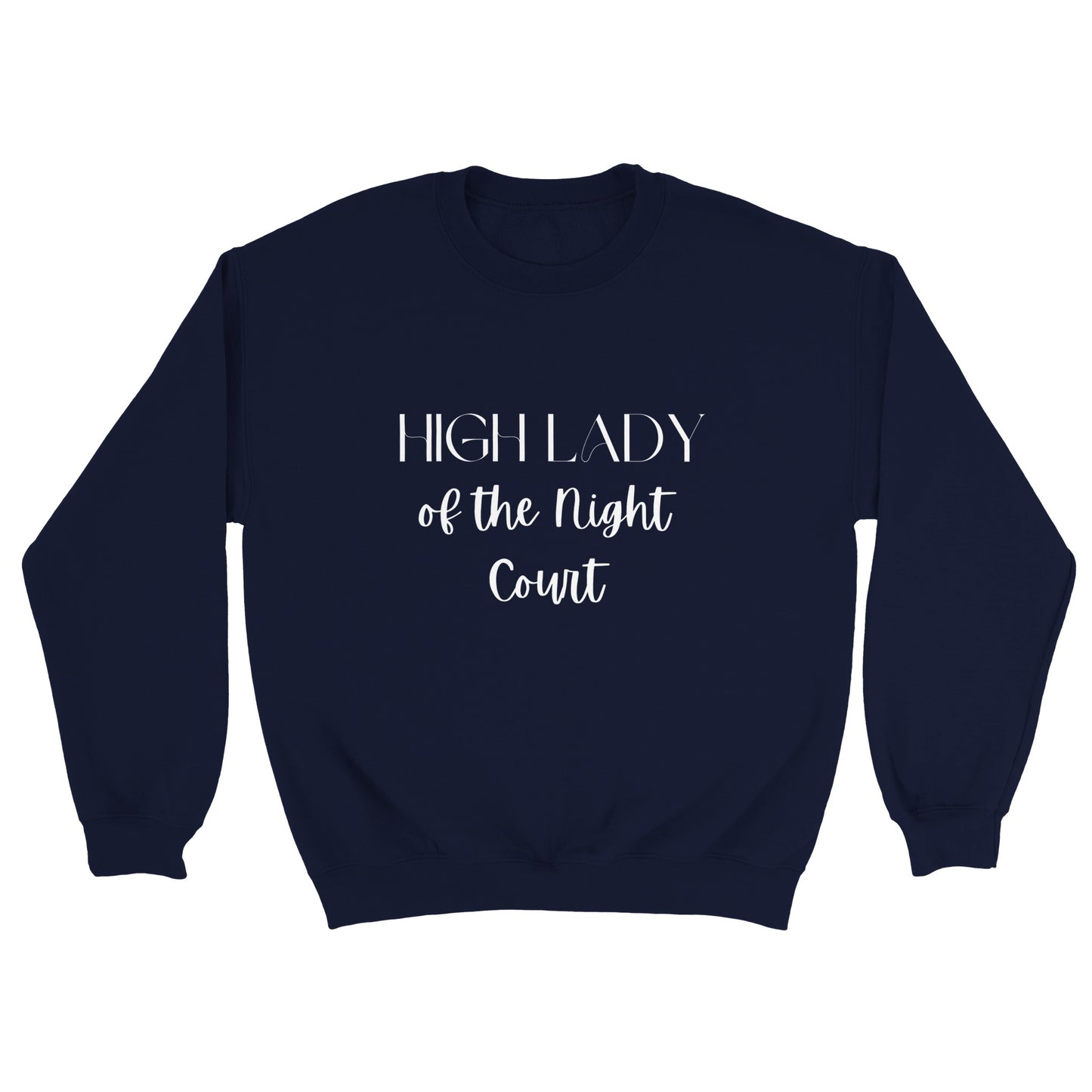 ACOTAR Feyre High Lady of the Night Court Sweatshirt, SJM Licensed Jumper, Bookish BOOKTOK Sweater, Rhysand, Velaris, Unisex Navy Crewneck