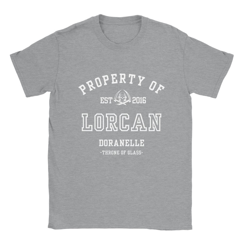 Throne of Glass Property Of Lorcan Collegiate T-shirt Maasiverse Merch Classic Unisex Crewneck Tshirt