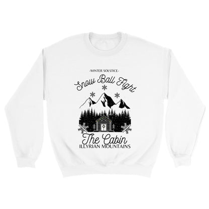 ACOTAR Christmas Jumper Winter Solstice Snow Ball Fight Illyrian Mountains Azriel Cassian Rhysand Classic Unisex Crewneck Sweatshirt