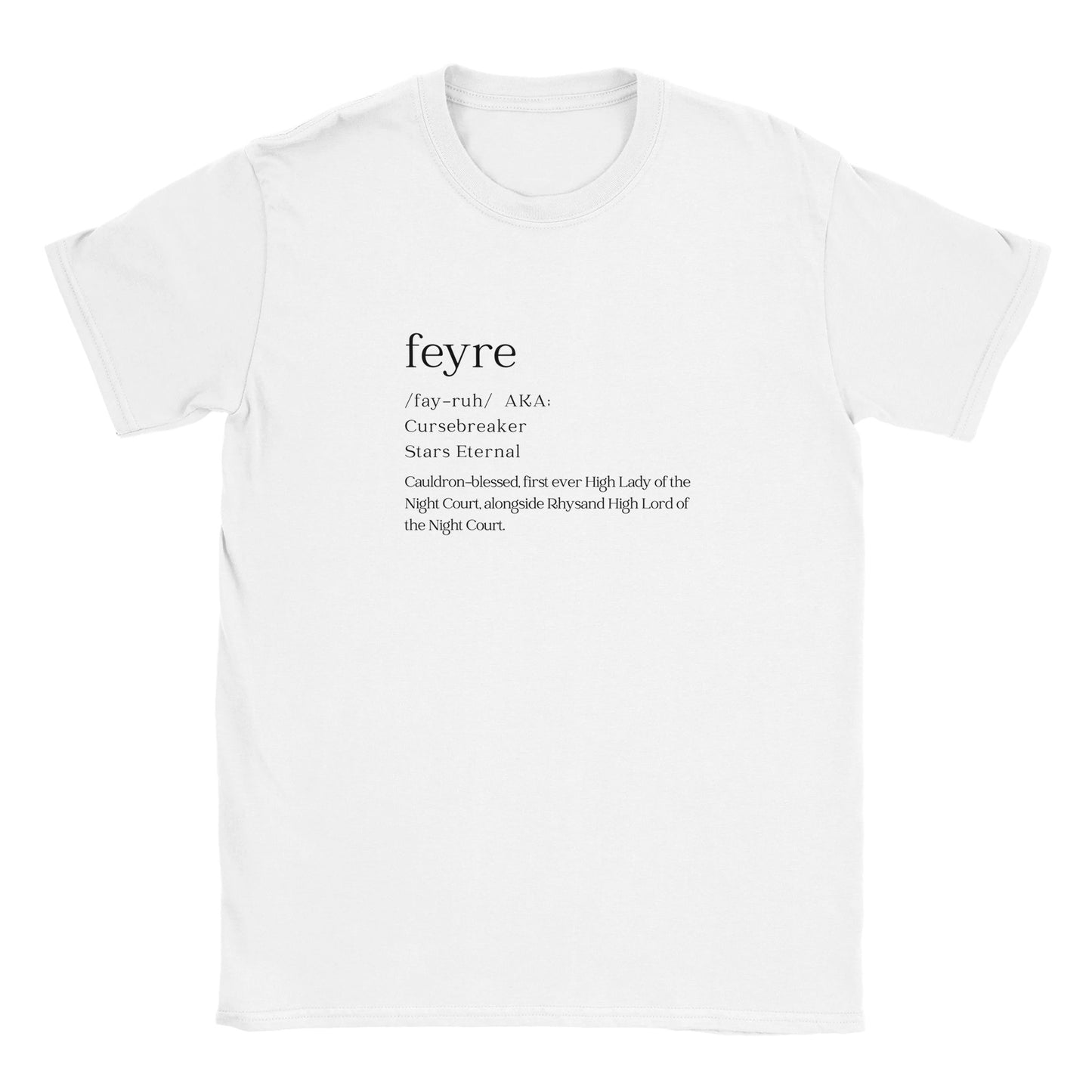 ACOTAR Feyre Dictionary High Lady of the Night Court SJM Licensed White T-shirt Bookish Booktok Merch Velaris Unisex Oversized Crewneck Tee