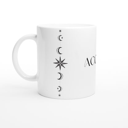 ACOTAR Feyre's Tattoo Mug Hand Drawn, Bookish BOOKTOK, Rhysand, Velaris, Night Court White 11oz Ceramic Mug