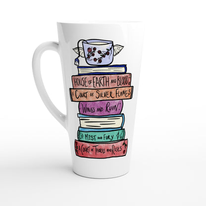 ACOTAR Books Hand Drawn Mug Cup Sarah J Maas Court of Thorns & Roses Night Court Rhysand Feyre Booktok White Latte 17oz Ceramic