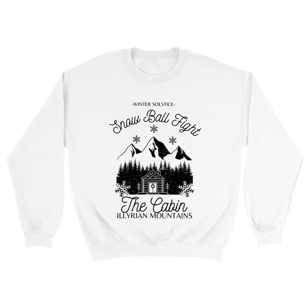 ACOTAR Christmas Jumper Winter Solstice Snow Ball Fight Illyrian Mountains Azriel Cassian Rhysand Classic Unisex Crewneck Sweatshirt