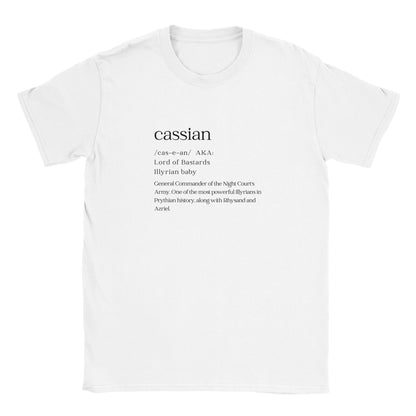 ACOTAR Cassian Dictionary Illyrian Warrior of the Night Court SJM Licensed White T-shirt Bookish Booktok Merch Velaris Oversized Crewneck