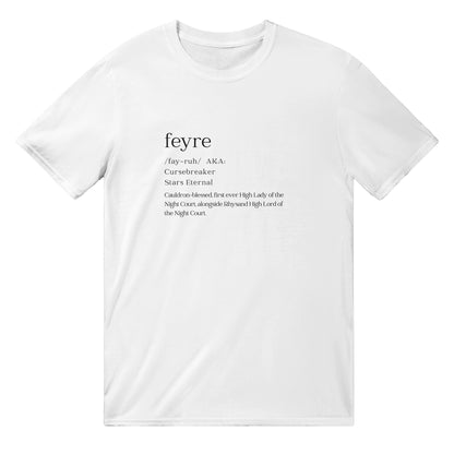 ACOTAR Feyre Dictionary High Lady of the Night Court SJM Licensed White T-shirt Bookish Booktok Merch Velaris Unisex Oversized Crewneck Tee