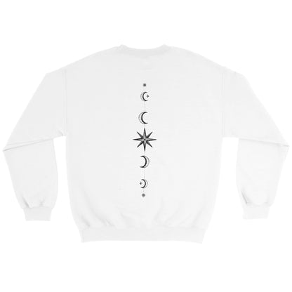 ACOTAR Feyre&#39;s Tattoo Sweatshirt, Front print Back Side Jumper, Bookish BOOKTOK Sweater, Rhysand, Velaris, Night Court Unisex White Crewneck