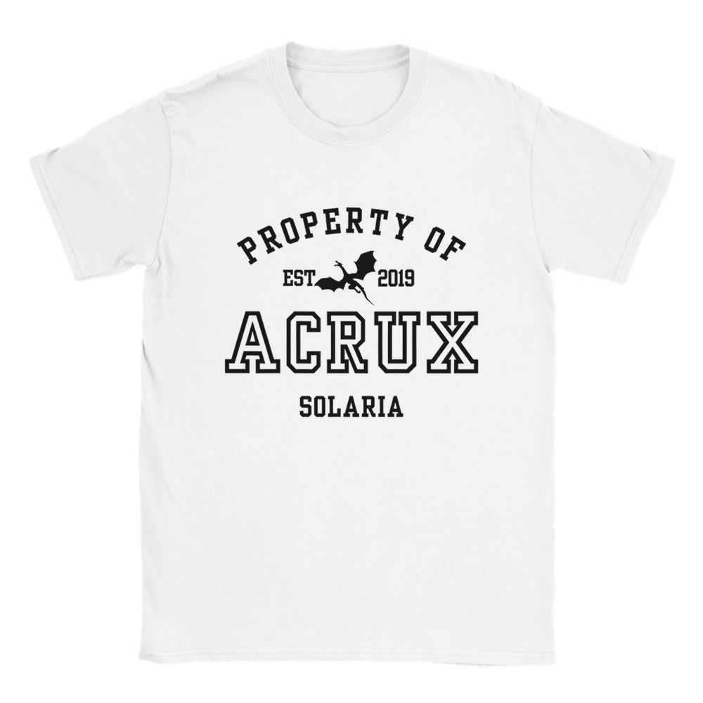 ZA Property Of Acrux Collegiate White T-shirt Zodiac Academy Merch Classic Unisex Crewneck Tshirt