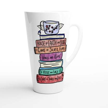 ACOTAR Books Hand Drawn Mug Cup Sarah J Maas Court of Thorns & Roses Night Court Rhysand Feyre Booktok White Latte 17oz Ceramic