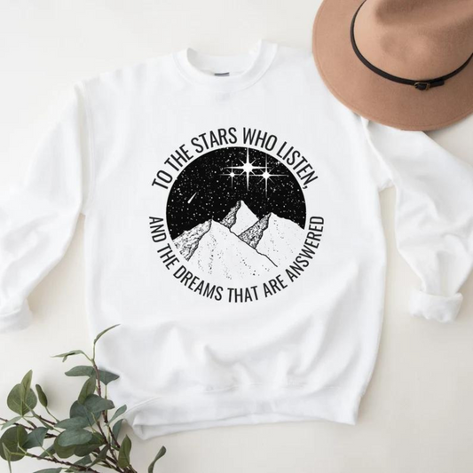 ACOTAR Velaris Rhysand Feyre White Sweatshirt Unisex Crewneck To the stars who listen, Bookish BOOKTOK Sweater, Velaris, Night Court